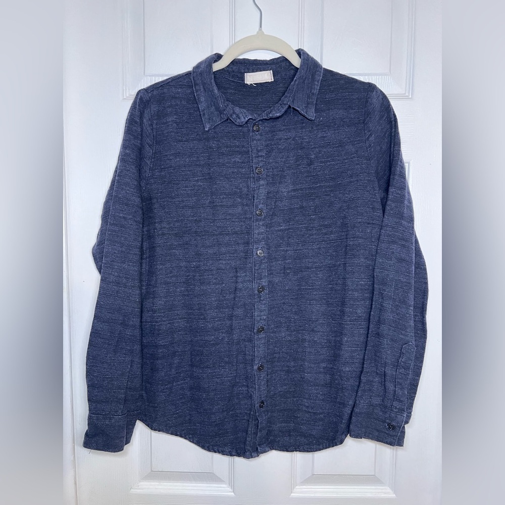 CP Shades Collared Shirt Navy Womens XS Relaxed Long Sleeve‎ Button Down Blouse